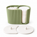 Cotton bud and makeup cotton pad organiser displayed on a bathroom counter