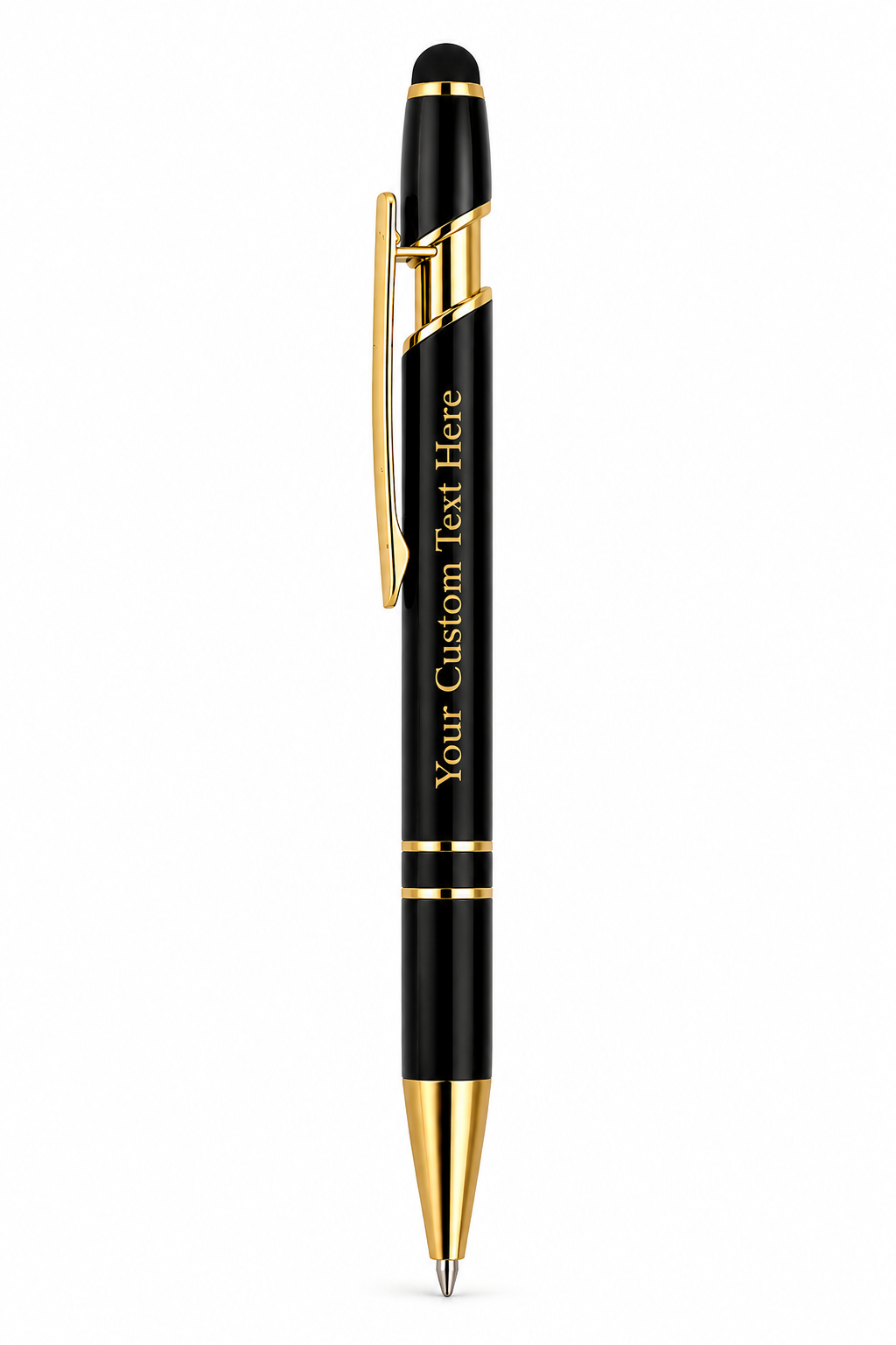 Personalised black stylus pen with custom engraving