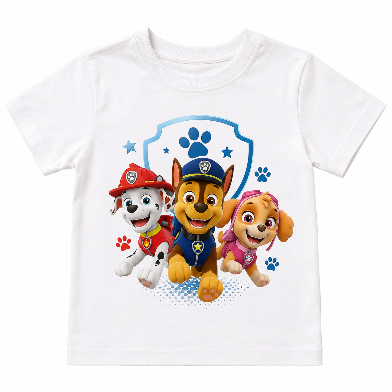 Personalised kids white t-shirt with Paw Patrol sublimation print