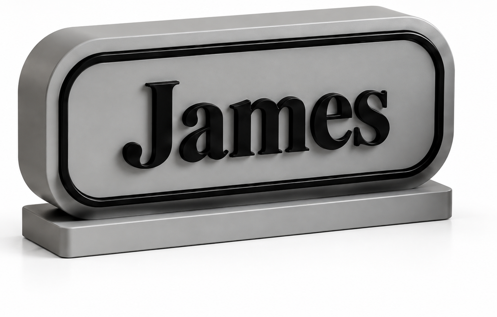 Personalised desk name plates in several colours with different names