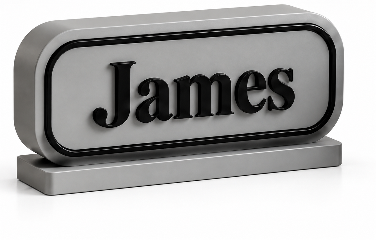 Personalised desk name plates in several colours with different names