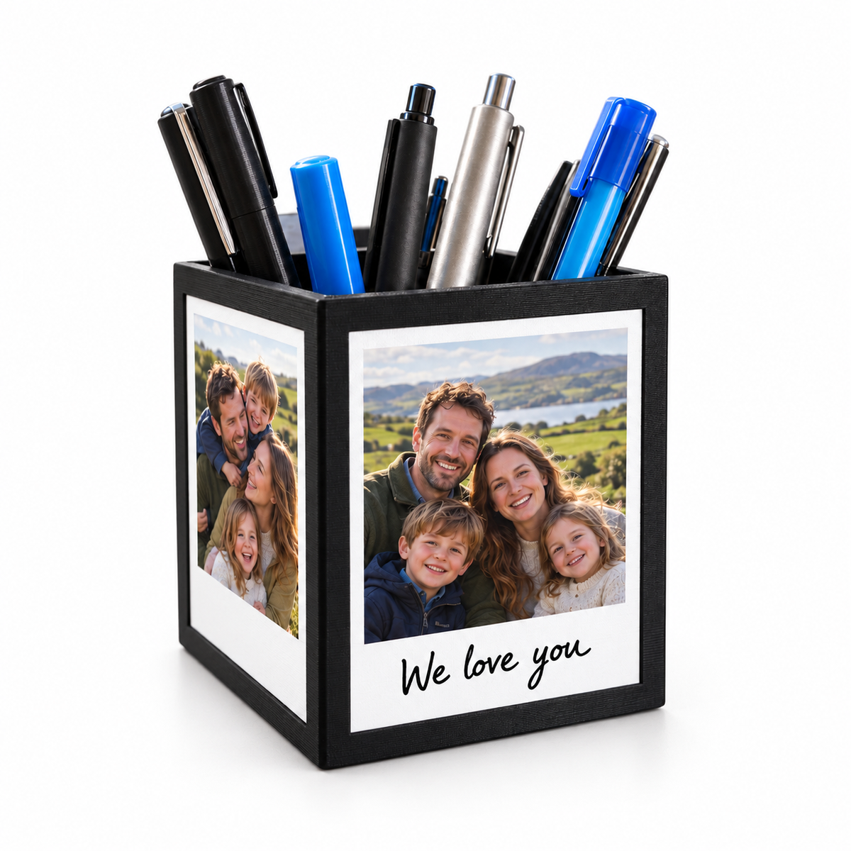 Personalised Photo Pen Holder – 4 Printed Photos Included