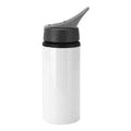 Personalised white stainless steel water bottle 600ml with flip-top cap
