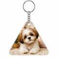 Personalised triangle photo keyring with pet photo