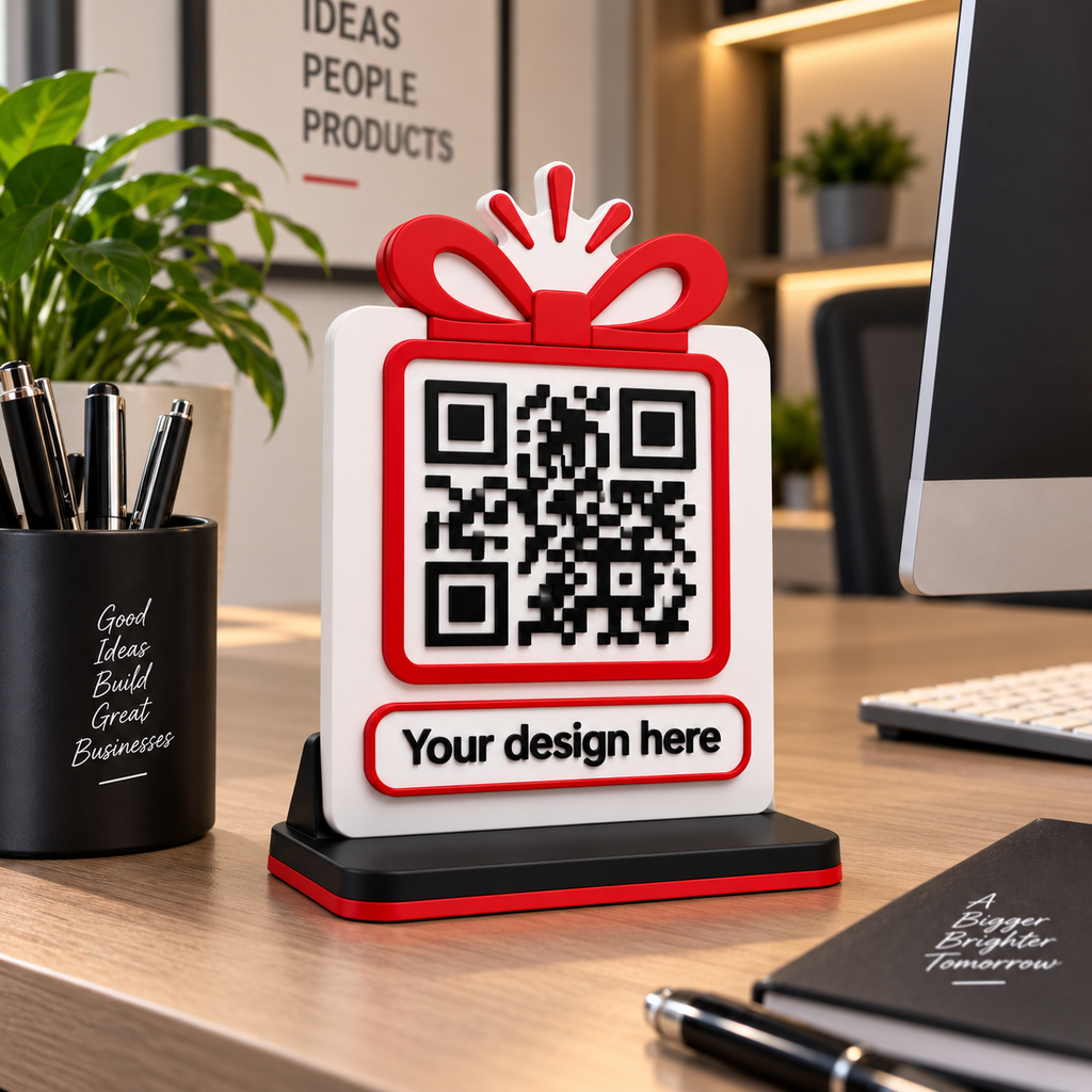 Custom A6 Table Sign on desk