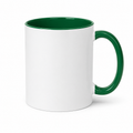 Personalised mug with green interior and handle