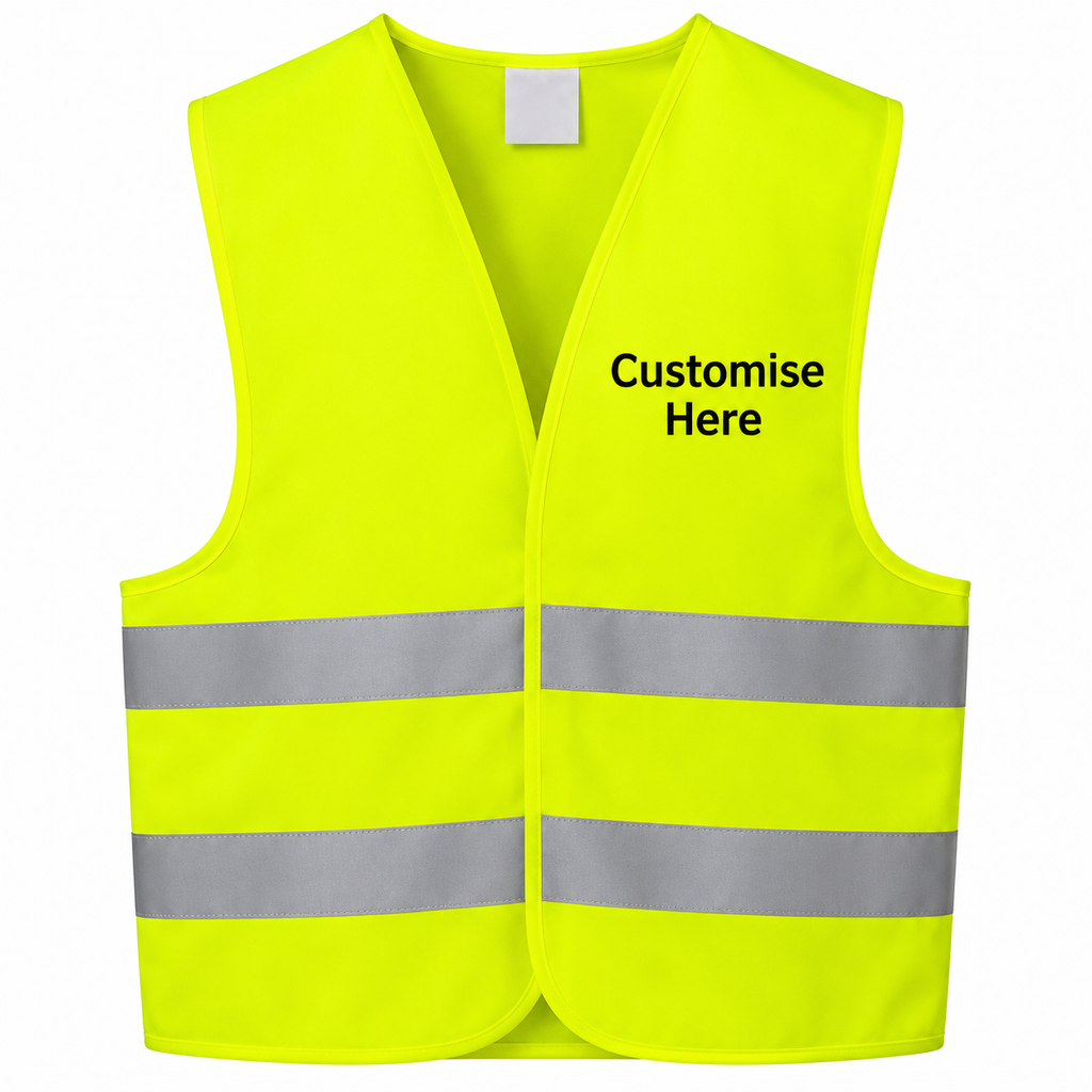Personalised yellow hi-vis vest, back view
