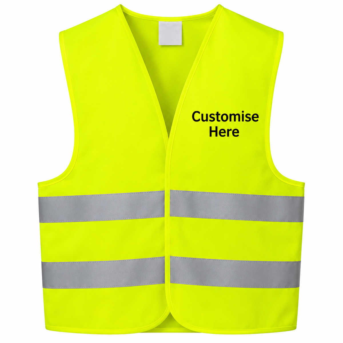 Personalised yellow hi-vis vest, back view