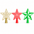 Christmas tree star toppers showing gold, red and green colour and design examples; sold individually