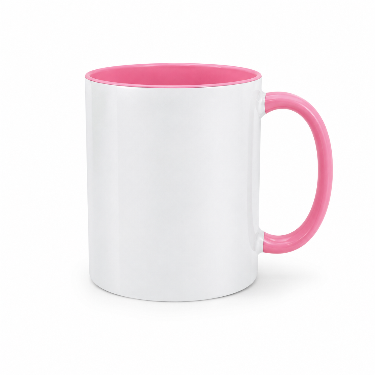 Caneca personalizada branca com interior e asa rosa