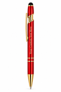 Personalised red stylus pen with custom engraving