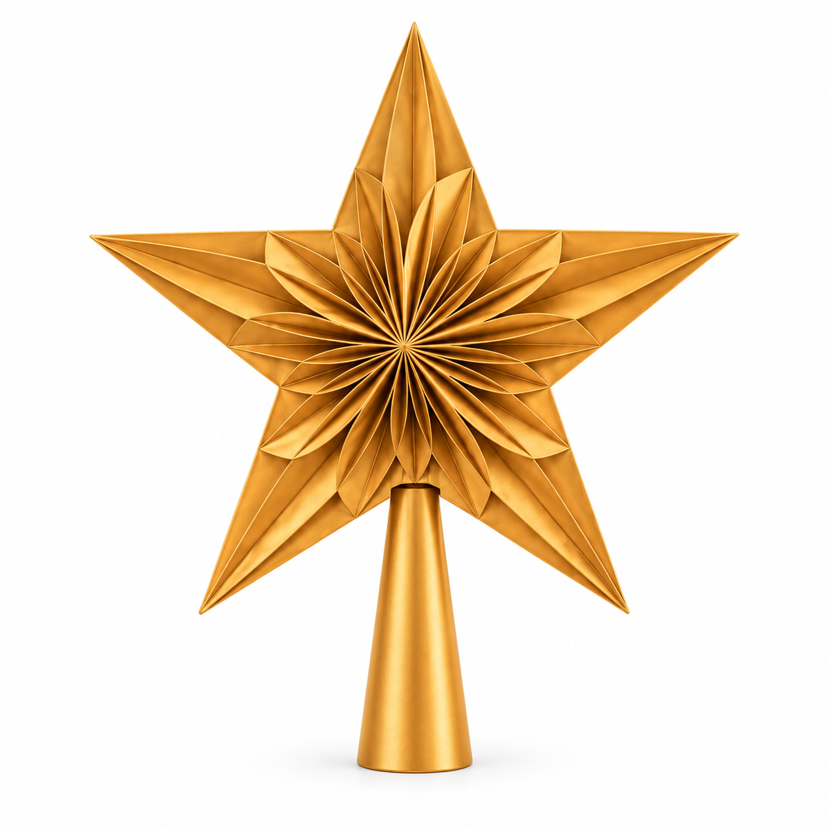 Gold Christmas tree star topper with intricate inner starburst design