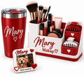 Personalised women's gift kit with tumbler, makeup organiser and photo fridge magnet