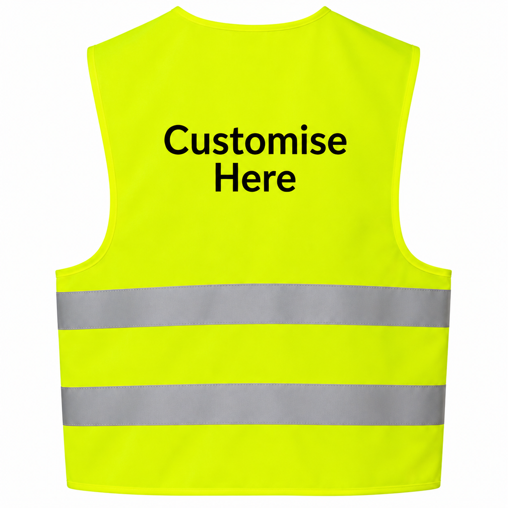 Yellow personalised hi-vis vest worn outdoors