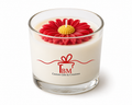 Vanilla flower soy wax candle with red daisy decoration