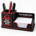 Custom logo desk organiser with pen holder and notepad block - product view