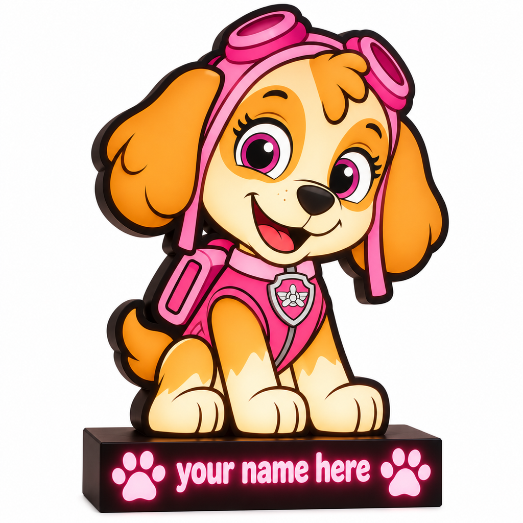 Personalised Paw Patrol Skye night light with custom name - product view