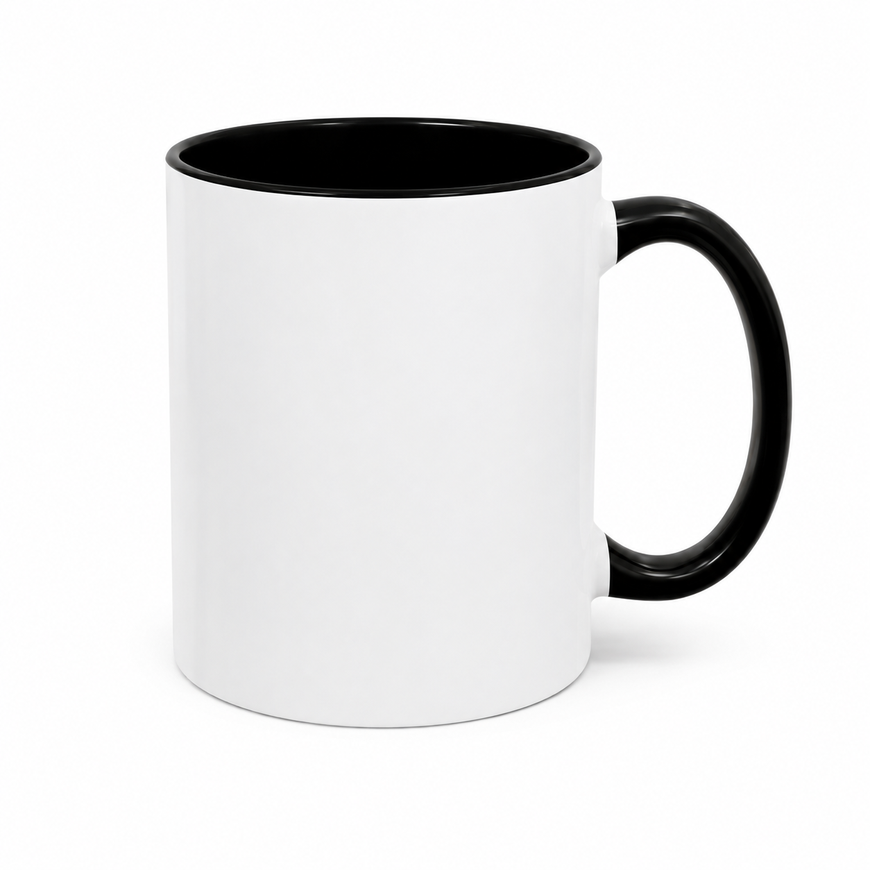 Personalised mug with black interior and handle