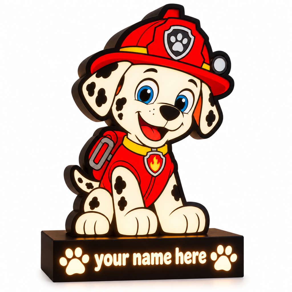 Personalised Paw Patrol Marshall night light with custom name - product view