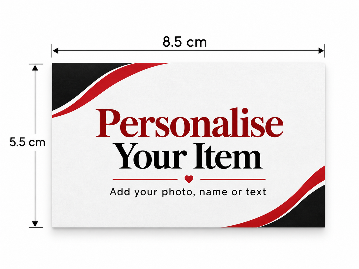 Business card dimensions: 8.5 cm wide by 5.5 cm high