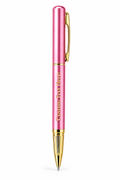 Personalised engraved rose pink and gold pen with custom text