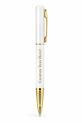 Personalised engraved white and gold pen with custom text