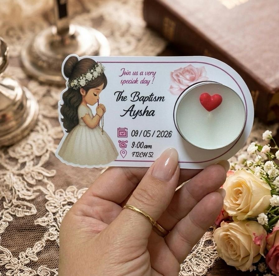 Personalized Card with Candle – Baptism