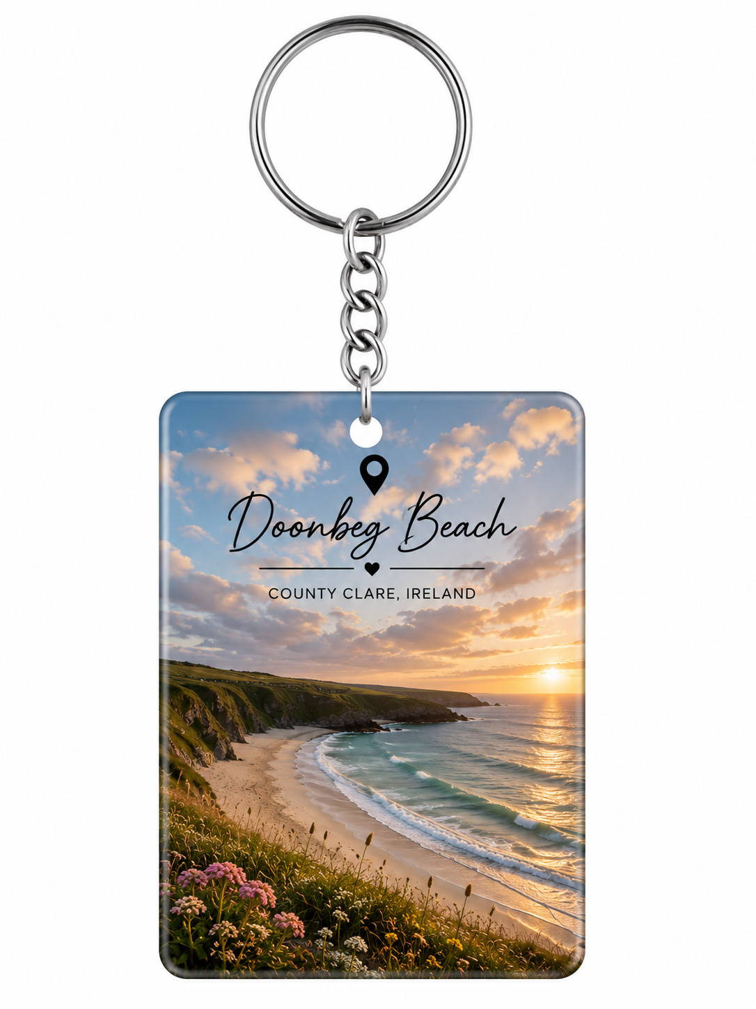 Personalised rectangle photo keyring with landscape photo and custom text