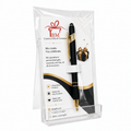 Personalised pen with BM Custom Gifts card in clear plastic packaging
