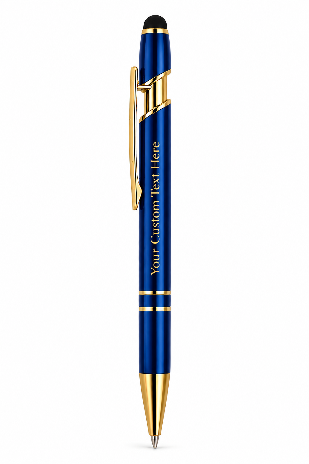 Personalised blue stylus pen with custom engraving