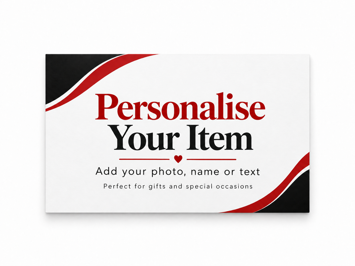 Classic personalised business card example with a red, black and white design