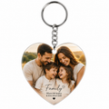 Personalised heart-shaped photo keyring with family photo and custom text