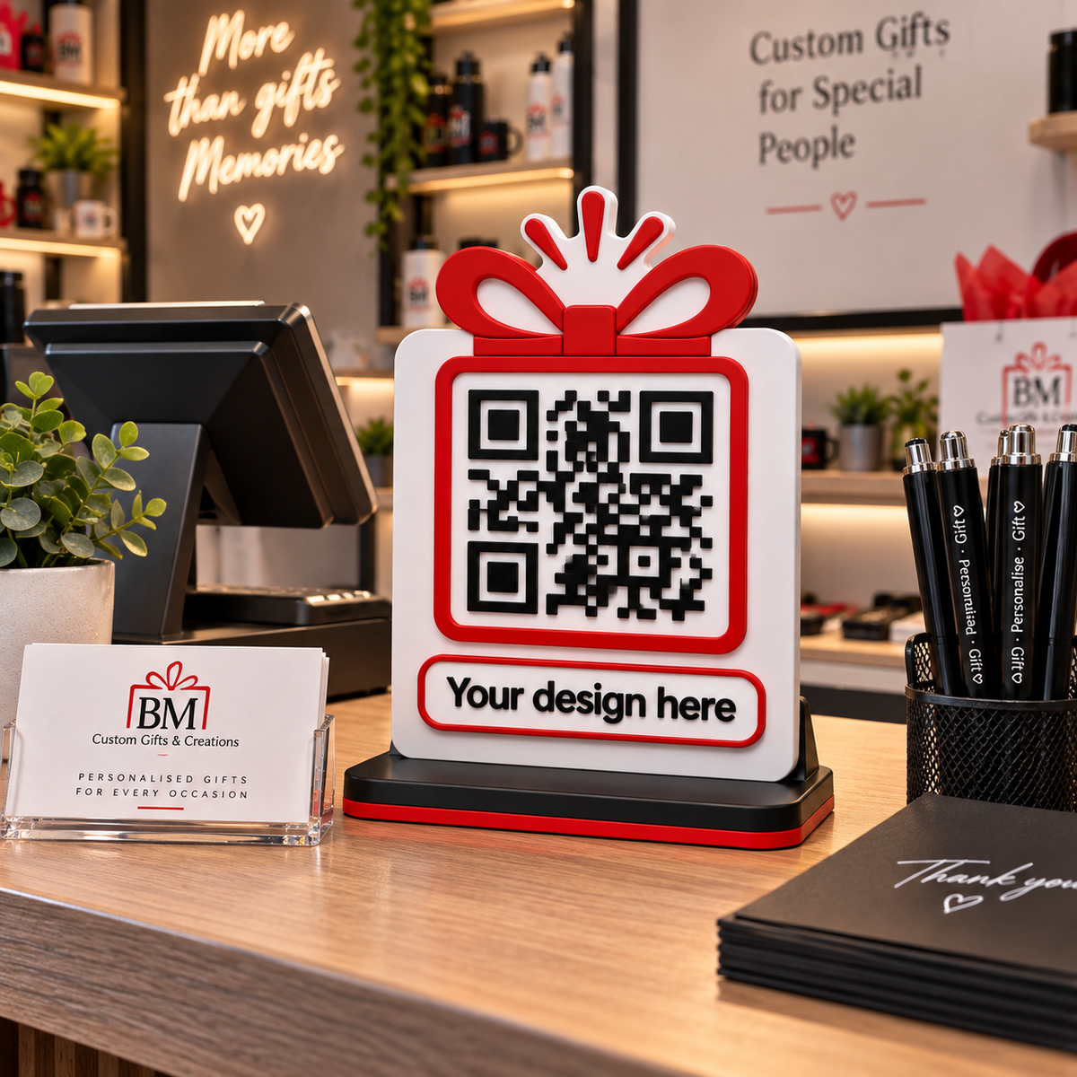 Custom A6 Table Sign in store setting