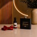 Groomsman Gift Kit – Personalised Flask, Bow Tie & Mini Bottle