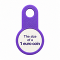 Purple shopping trolley token with a white circular centre and loop at the top.