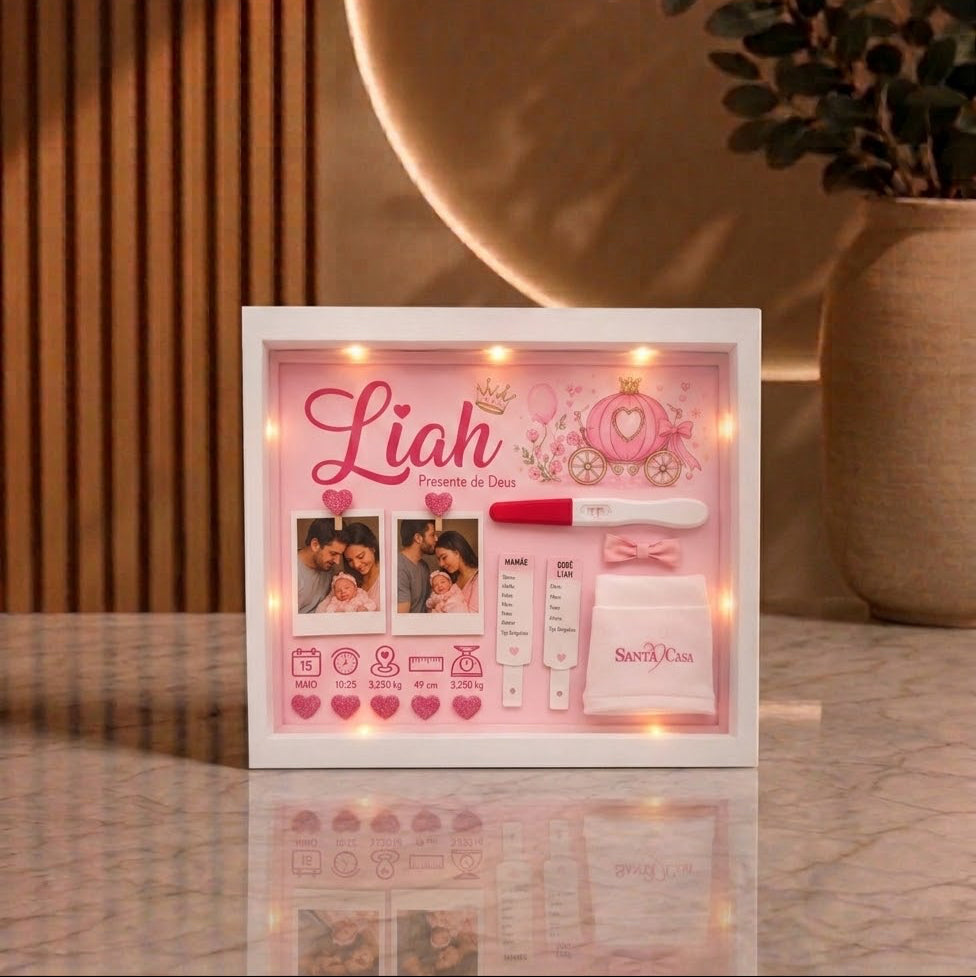Personalised Baby Shadow Box Frame – LED Lights & Premium Finish