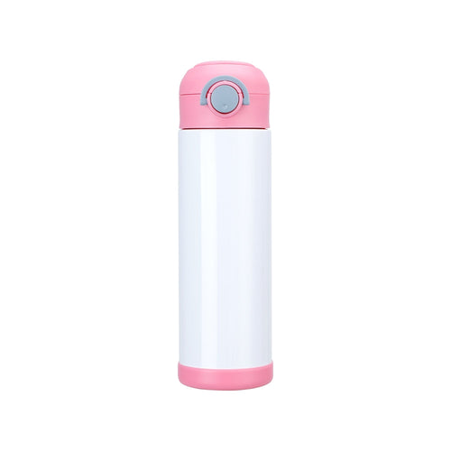 Kids personalised thermal water bottle 500ml pink lid