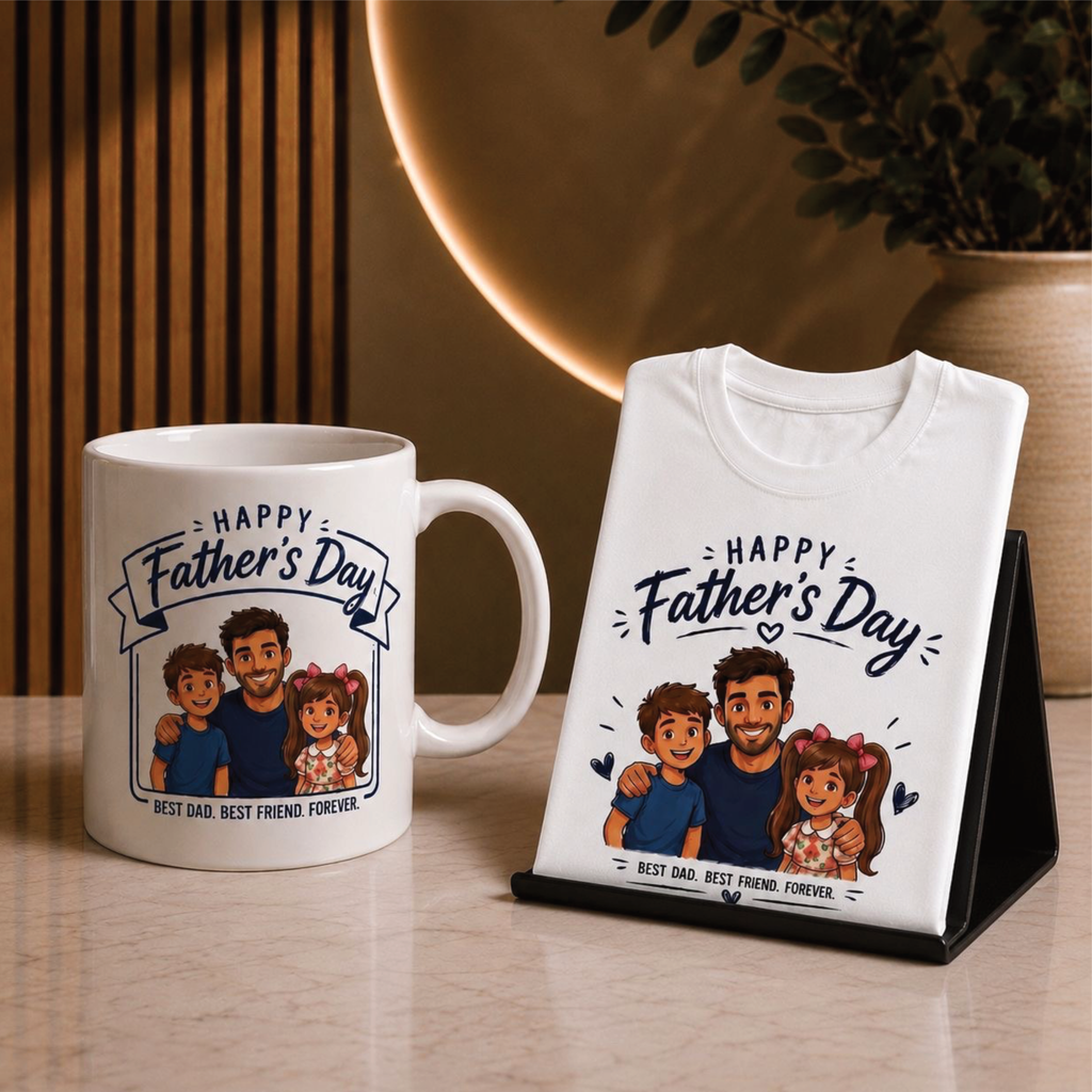 Father's Day Gift Kit – Personalised T-shirt + Mug